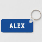 Einfache Personalisiert Blue School Rucksack-Bezei Schlüsselanhänger (Vorderseite)