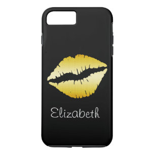 Einfache Personalisierte Black Glitzer Gold Lippen Case-Mate iPhone Hülle