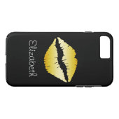 Einfache Personalisierte Black Glitzer Gold Lippen Case-Mate iPhone Hülle (Rückseite (Horizontal))