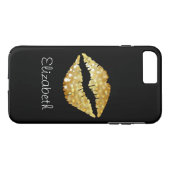 Einfache Personalisierte Black Glitzer Gold Lippen Case-Mate iPhone Hülle (Rückseite (Horizontal))