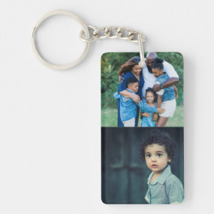 Einfache Personalisierte FamilienfotoCollage Schlüsselanhänger