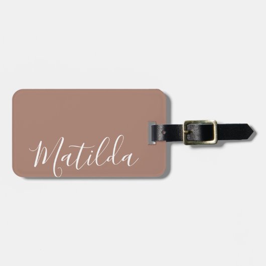 Einfache Personalisierte Farbe Name Terracotta L Gepäckanhänger (Vorderseite horizontal)