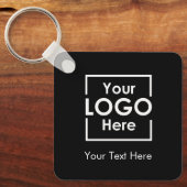 Einfache Personalisierte Firmenlogo-Schwarz Schlüsselanhänger (Vorderseite)
