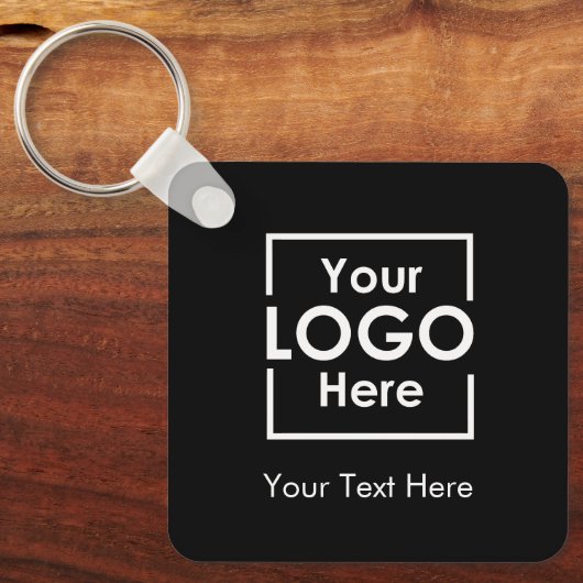 Einfache Personalisierte Firmenlogo-Schwarz Schlüsselanhänger (Vorderseite)