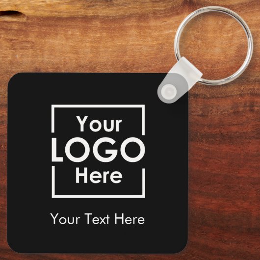 Einfache Personalisierte Firmenlogo-Schwarz Schlüsselanhänger (Rückseite)