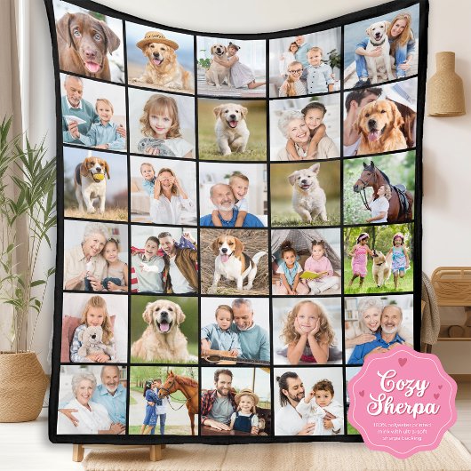 Einfache personalisierte Fotocollage mit 30 Bilder Sherpadecke