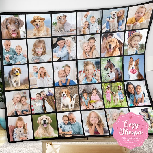Einfache personalisierte Fotocollage Multi 30 Bild Sherpadecke
