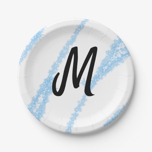 Einfache personalisierte Glitter-Monogramm-Backen- Pappteller (Vorderseite)