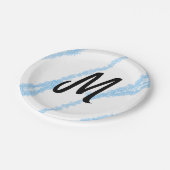 Einfache personalisierte Glitter-Monogramm-Backen- Pappteller (Schrägansicht)