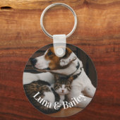 Einfache Personalisierte Haustiere 2 Fotos Schlüsselanhänger (Vorderseite)