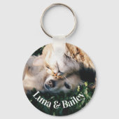Einfache Personalisierte Haustiere 2 Fotos Schlüsselanhänger (Rückseite)