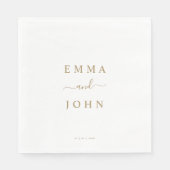 Einfache Personalisierte Hochzeit mit Weiß und Gol Serviette (Vorderseite)