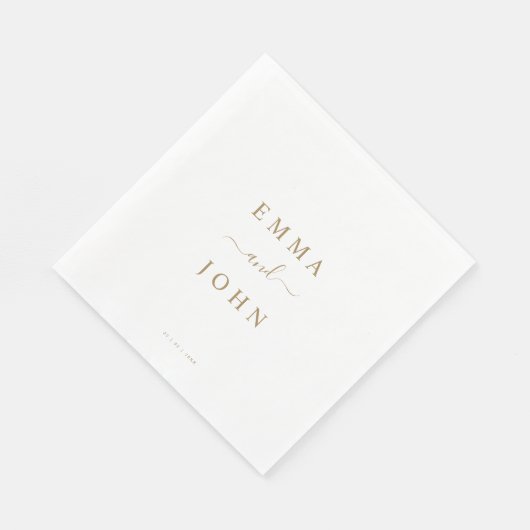 Einfache Personalisierte Hochzeit mit Weiß und Gol Serviette (Ecke)