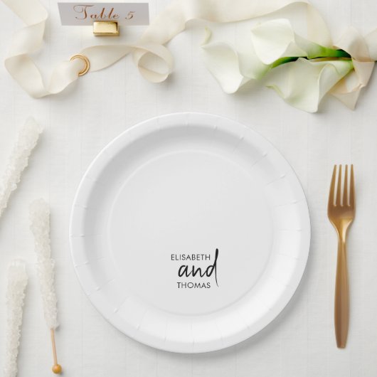 Einfache personalisierte Hochzeit Pappteller (Hochzeit)