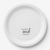 Einfache personalisierte Hochzeit Pappteller (Vorderseite)