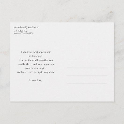 Einfache Personalisierte Hochzeit Vielen Dank Postkarte (Rückseite)