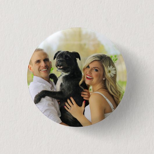 Einfache Personalisierte Hunde Foto aufbewahren Button (Vorderseite)