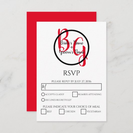 Einfache Personalisierte Initialen für RSVP-Karten RSVP Karte (Vorne/Hinten)