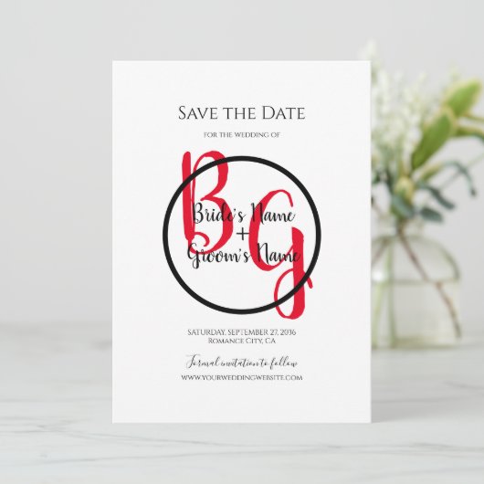 Einfache Personalisierte Initialen zum Hochzeitsta Save The Date (Stehend Vorderseite)