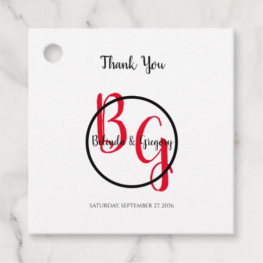 Einfache Personalisierte Initials Hochzeitsgeschen Geschenkanhänger (Vorderseite)