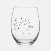 Einfache Personalisierte Mama in Schwarz Weinglas Ohne Stiel (Vorderseite)