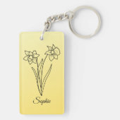 Einfache Personalisierte März Birth Blume Schlüsselanhänger (Rückseite)