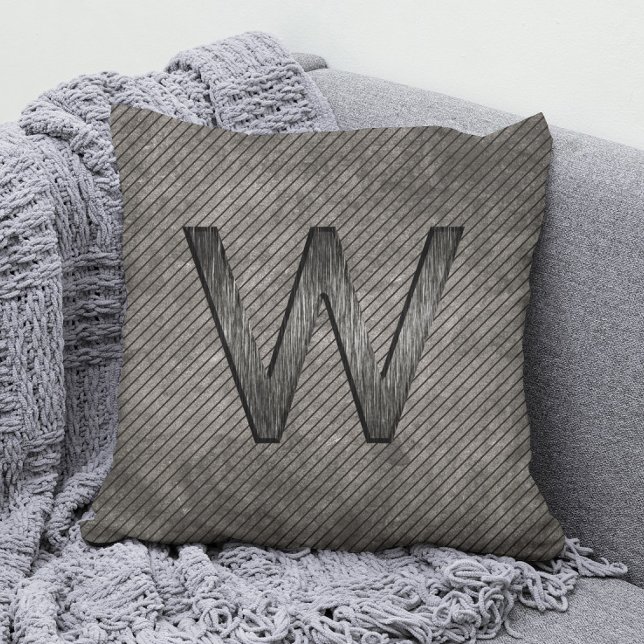 Einfache Personalisierte Monogramm-Charkohle Grau Kissen (Von Creator hochgeladen)