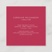 Einfache Personalisierte Monogramm Name Rosa Moder Quadratische Visitenkarte (Rückseite)