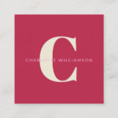 Einfache Personalisierte Monogramm Name Rosa Moder Quadratische Visitenkarte (Vorderseite)