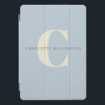 Einfache Personalisierte Monogramm und Name in Bla iPad Pro Cover<br><div class="desc">Einfache Personalisierte Monogramm und Name im Dusty Blue iPad-Fall</div>
