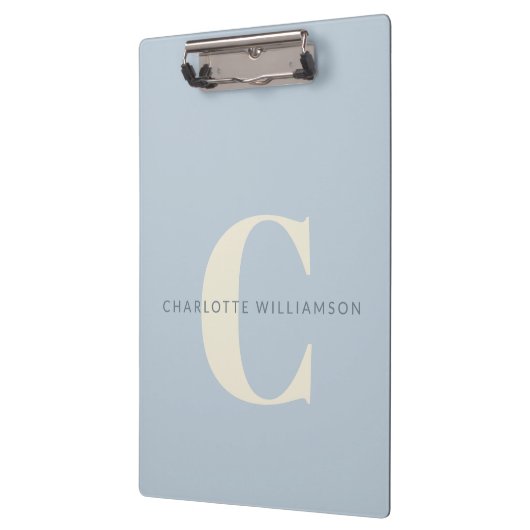 Einfache Personalisierte Monogramm und Name in Bla Klemmbrett (Links)