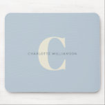 Einfache Personalisierte Monogramm und Name in Bla Mousepad<br><div class="desc">Einfache Personalisierte Monogramm und Name in der farbig blauen Maus</div>
