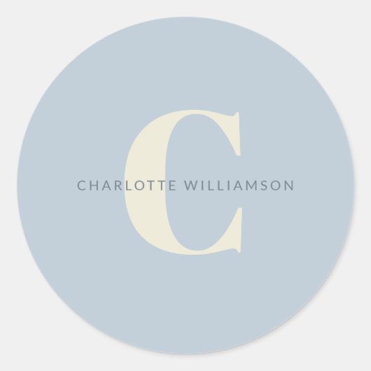 Einfache Personalisierte Monogramm und Name in Bla Runder Aufkleber (Vorderseite)