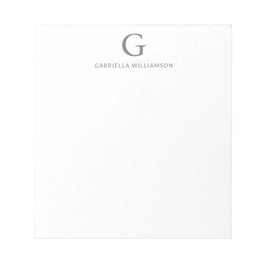 Einfache Personalisierte Monogramm und Name in Gra Notizblock (Vorderseite)