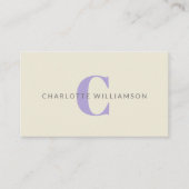 Einfache Personalisierte Monogramm und Name in Lav Visitenkarte (Vorderseite)