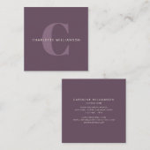 Einfache Personalisierte Monogramm und Name in Lil Quadratische Visitenkarte (Vorne/Hinten)