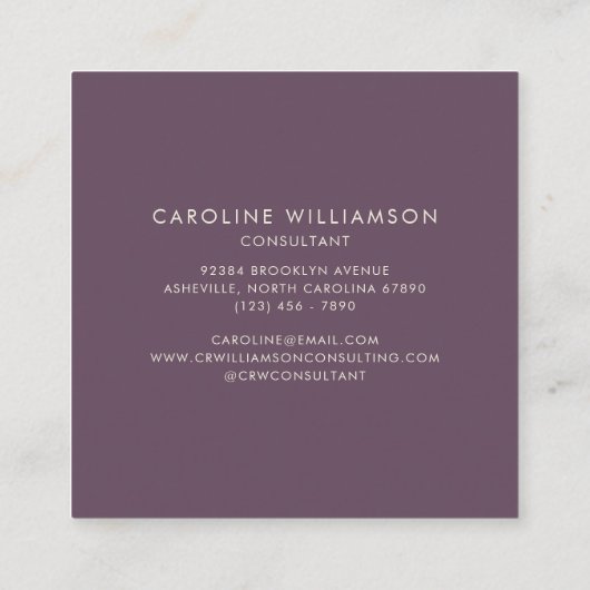 Einfache Personalisierte Monogramm und Name in Lil Quadratische Visitenkarte (Rückseite)