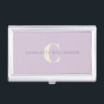 Einfache Personalisierte Monogramm und Name in Lil Visitenkarten Dose<br><div class="desc">Einfaches Personalisiertes Monogramm und Name im Fall Lilac Business Card</div>