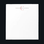 Einfache Personalisierte Monogramm und Name in Ros Notizblock<br><div class="desc">Einfache Personalisierte Monogramm und Name in rosa Notepad</div>