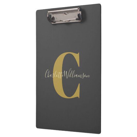 Einfache Personalisierte Monogramm und Name in Sch Klemmbrett (Links)