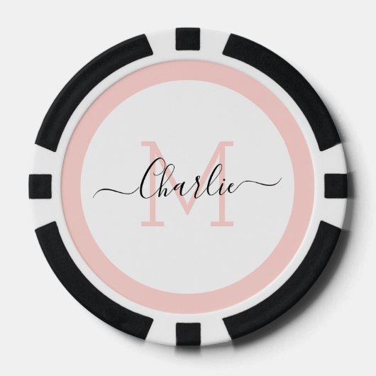 Einfache personalisierte Monogramm und Name Pokerchips (Vorderseite)