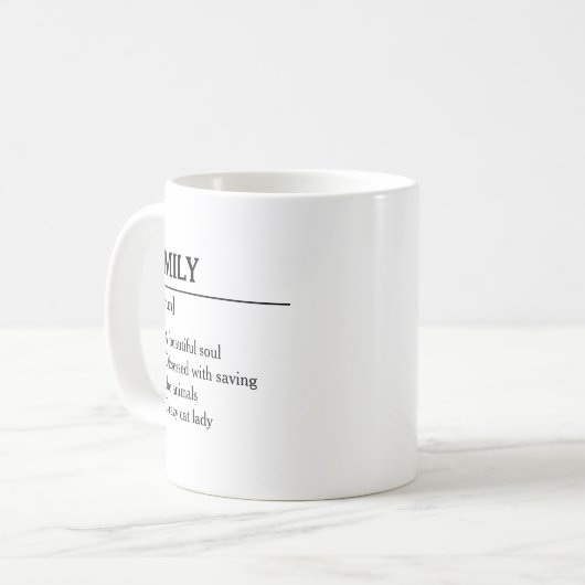 Einfache Personalisierte Namensdefinition Kaffeetasse (Vorderseite Links)