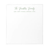 Einfache Personalisierte Notepad für Familien Notizblock (Vorderseite)