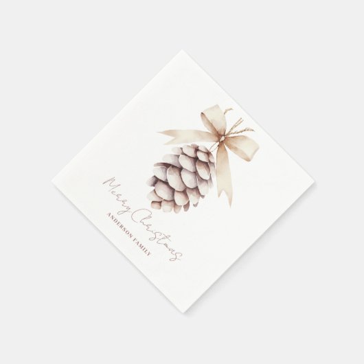 Einfache Personalisierte Pinecone Weihnachten Serviette (Ecke)