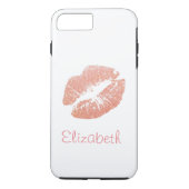 Einfache personalisierte rosa Glitzer-Lippen Case-Mate iPhone Hülle (Rückseite)
