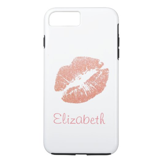 Einfache personalisierte rosa Glitzer-Lippen Case-Mate iPhone Hülle (Rückseite)