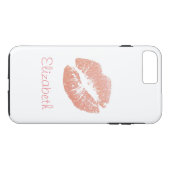 Einfache personalisierte rosa Glitzer-Lippen Case-Mate iPhone Hülle (Rückseite (Horizontal))