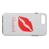 Einfache Personalisierte Rote Lippen Case-Mate iPhone Hülle (Rückseite (Horizontal))