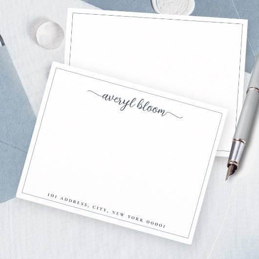 Einfache Personalisierte Schreibarbeit mit blauem  Mitteilungskarte