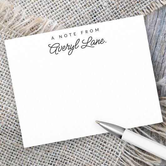 Einfache Personalisierte Schreibweise Modernes Wei Mitteilungskarte